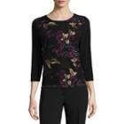 Liz Claiborne 3/4 Sleeve Scoop Neck Floral Top
