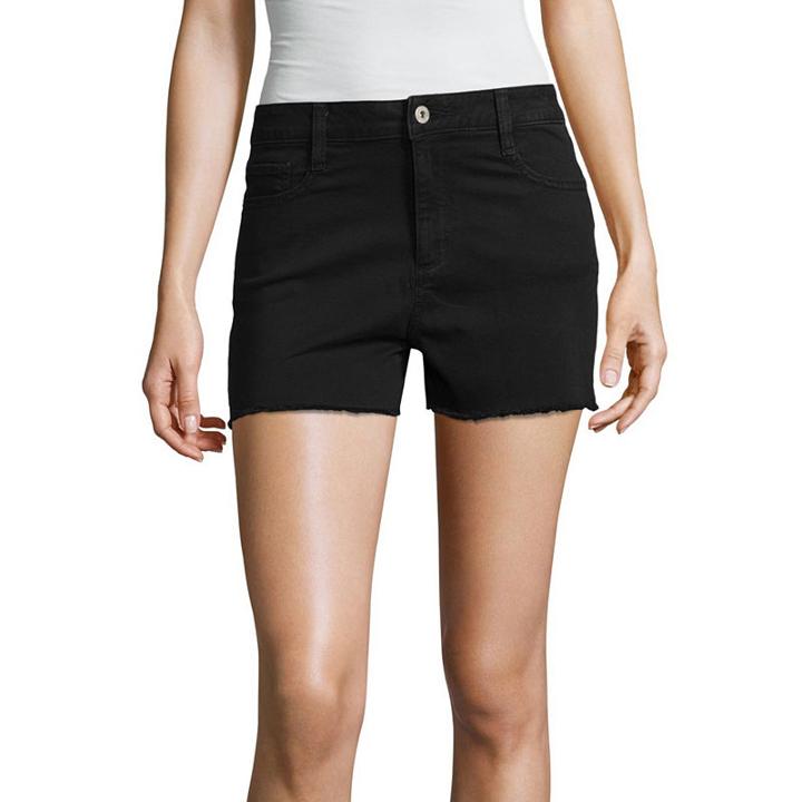 Arizona 2 1/2 High Rise Raw Edge Denim Shorts-juniors
