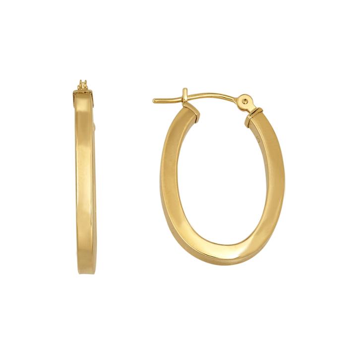 Infinite Gold&trade; 14k Yellow Gold Square-edge Oval Hoop Earrings