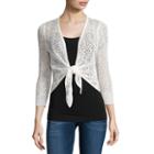 It's Our Time Tie Front Shrug 3/4 Sleeve Cardigan-juniors