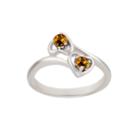 Genuine Citrine Sterling Silver Two Heart Ring