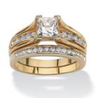 Womens 1 7/8 Ct. T.w. White Cubic Zirconia Gold Over Brass Bridal Set