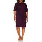 London Style Collection Elbow-sleeve Geo-print Burnout Sheath Dress - Plus