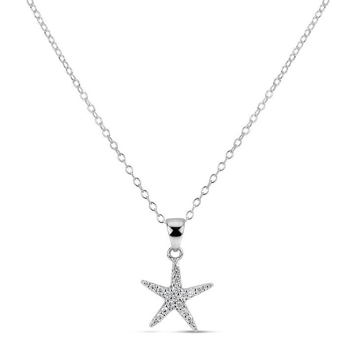 Diamonart Womens 1/4 Ct. T.w. White Cubic Zirconia Star Pendant Necklace
