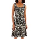 Black Label By Evan-picone Sleeveless Scoopneck Fit-and-flare Dress