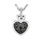 White And Color-enhanced Black Diamond-accent Sterling Silver Heart Pendant Necklace
