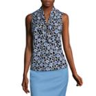 Black Label By Evan-picone Sleeveless Printed Bow Blouse