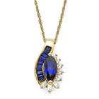 Lab-created Blue And White Sapphire 14k Gold Over Sterling Silver Pendant