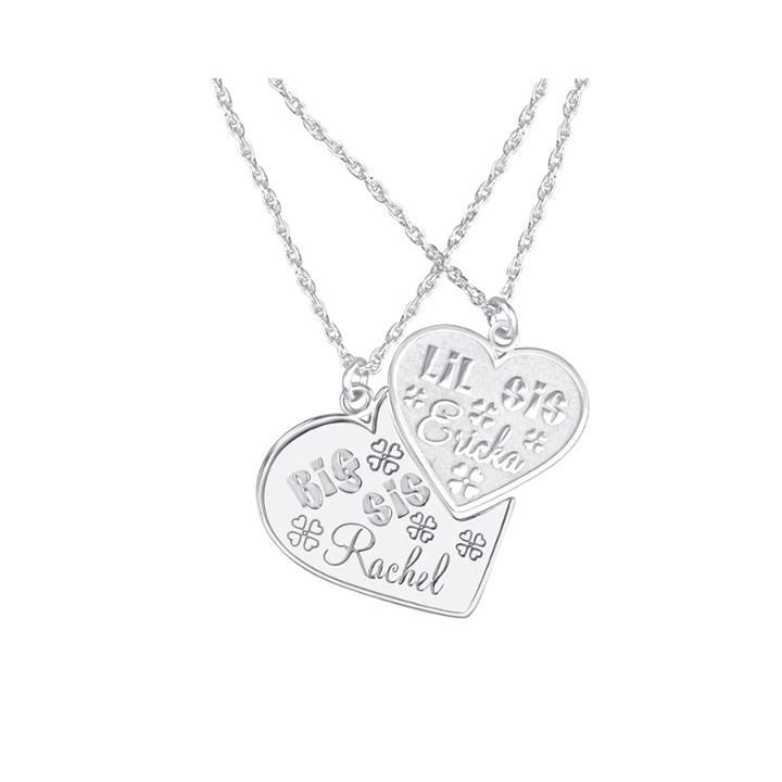 Personalized Big & Lil Sis 2-pc. Heart Pendant Necklace Set