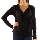 24/7 Comfort Apparel Draped Neck T-shirt-womens