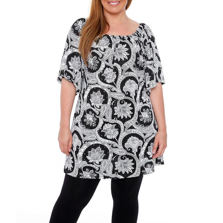 White Mark Rose Medallion A-line Dress - Plus