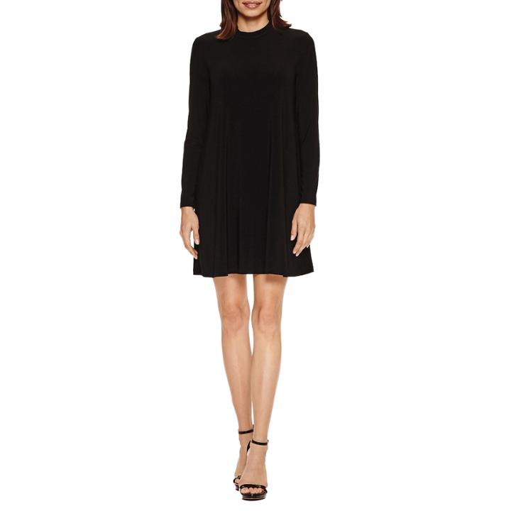 Tiana B Long Sleeve Mock-neck A-line Dress-petites