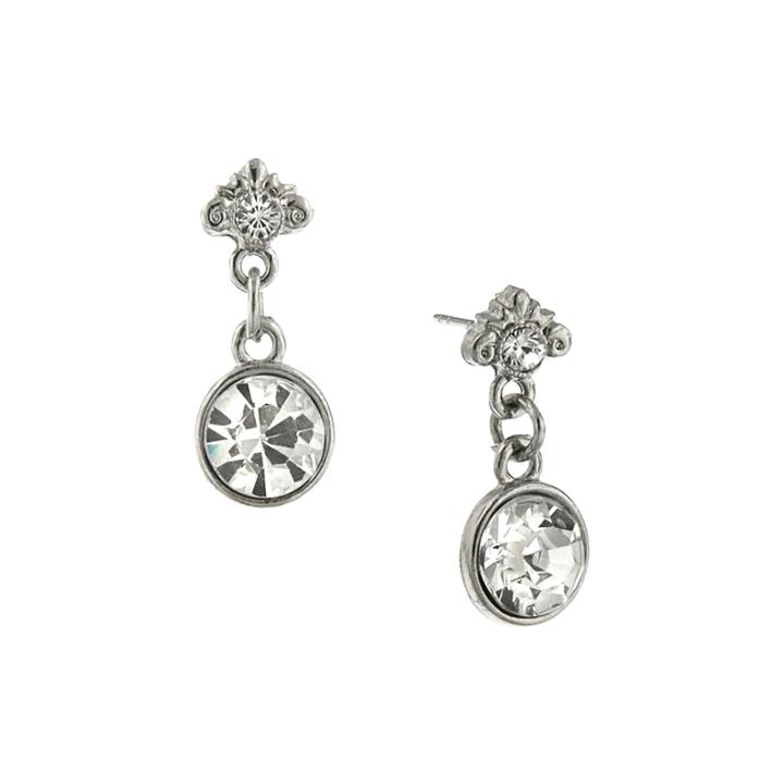 1928 Jewelry Crystal Silver-tone Earrings