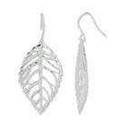 Sterling Silver Diamond-cut Open Leaf Earrings