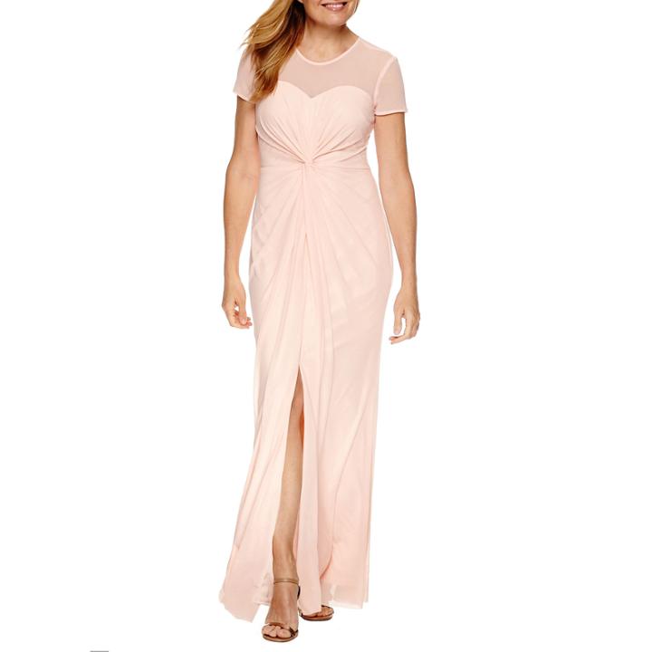 Blu Sage Short Sleeve Evening Gown-petites