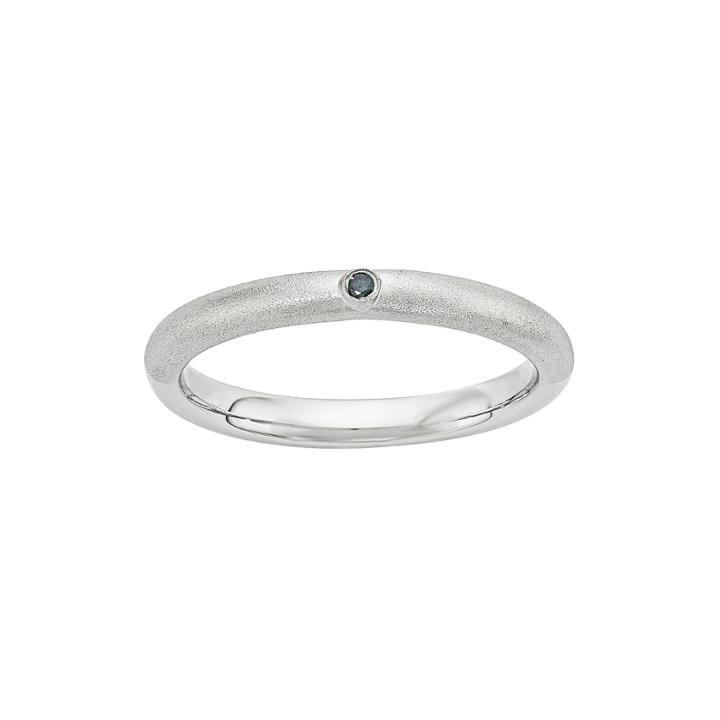 Personally Stackable Color-enhanced Blue Diamond-accent Sterling Silver Stackable Ring
