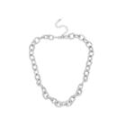Worthington Crystal Silver-tone Smooth And Twisted Oval Link Necklace