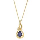 Womens Genuine Blue Sapphire Pendant Necklace