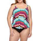 Liz Claiborne Chevron Tankini Swimsuit Top-plus