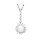 Certified Sofia&trade; Bridal Cultured Freshwater Pearl & Certified Sofia&trade; Cubic Zirconia Pendant