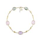Genuine Amethyst, Genuine Green And Pink Quartz Gold Over Silver Station Necklace