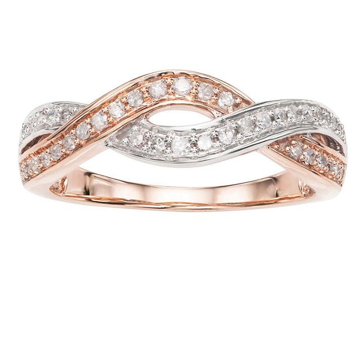 Womens 1/4 Ct. T.w. Genuine Diamond White 10k Gold Cocktail Ring