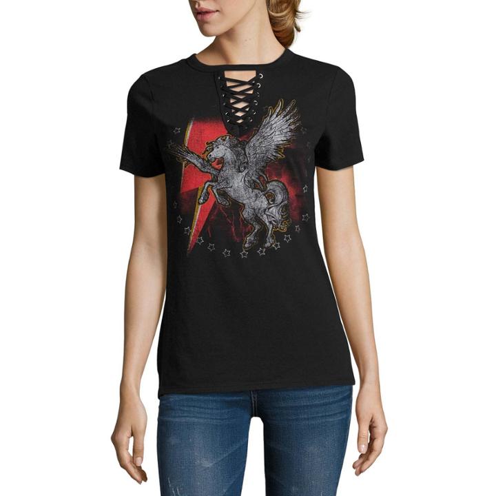 Arizona Lace Up Graphic T-shirt- Juniors