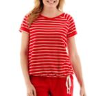 Silverwear&trade; French Terry Side-striped Ruched T-shirt - Petite
