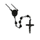 Mens Black Stainless Steel Rosary Chain Necklace