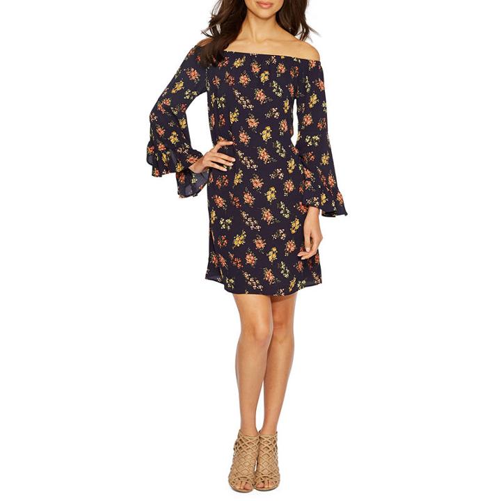 Nicole By Nicole Miller 3/4 Sleeve Floral Shift Dress