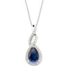 Lab-created Blue & White Sapphire Pendant Necklace