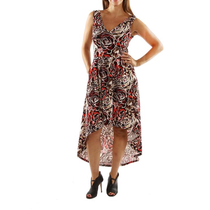 24/7 Comfort Apparel Dazzling High Low Swirl Maxi Dress