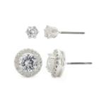 Sparkle Allure Halo Stud And 4mm Stud Earrings