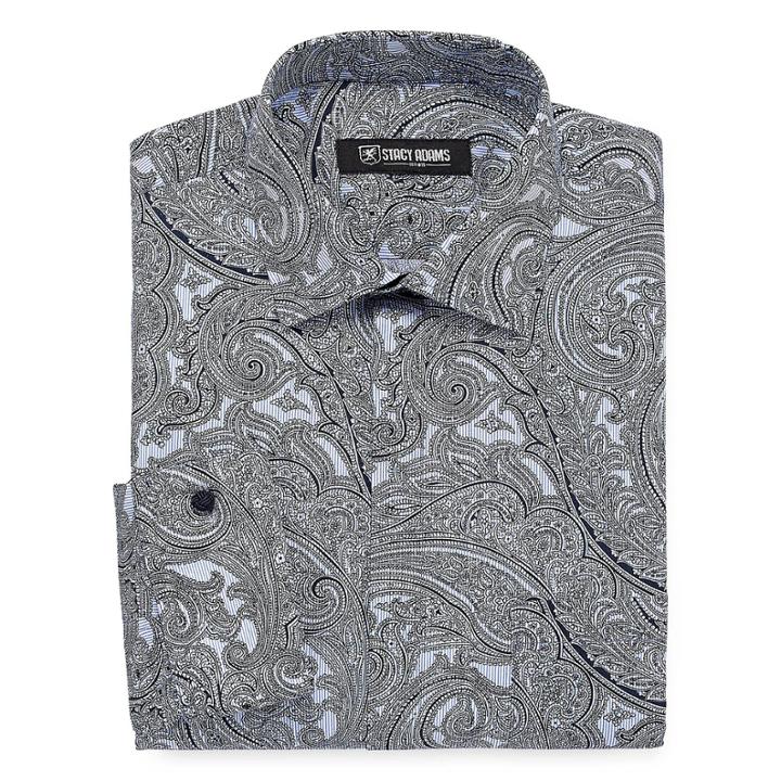 Stacy Adams Long Sleeve Woven Paisley Dress Shirt