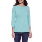 St. John's Bay 3/4-sleeve Paisley Textured Top - Petite