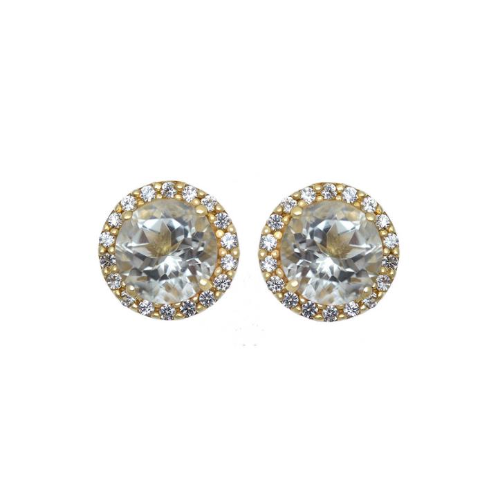 Lab-created White Sapphire Halo Earrings
