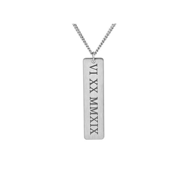 Personalized Brushed Roman Numeral Date Pendant