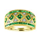Lab-created Green Emerald & Lab-created White Sapphire 14k Gold Over Silver Cocktail Ring