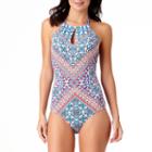 Liz Claiborne Paisley High Neck One Piece Swimsuit