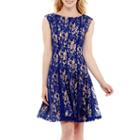 Danny & Nicole Cap-sleeve Floral Lace Fit-and-flare Dress