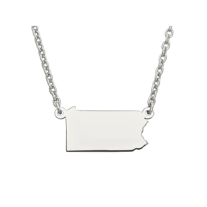 Personalized Sterling Silver Pennsylvania Pendant Necklace