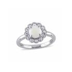 Womens Genuine White Opal 10k Gold Cocktail Ring