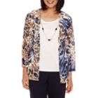 Alfred Dunner 3/4-sleeve Animal Print Layered Top