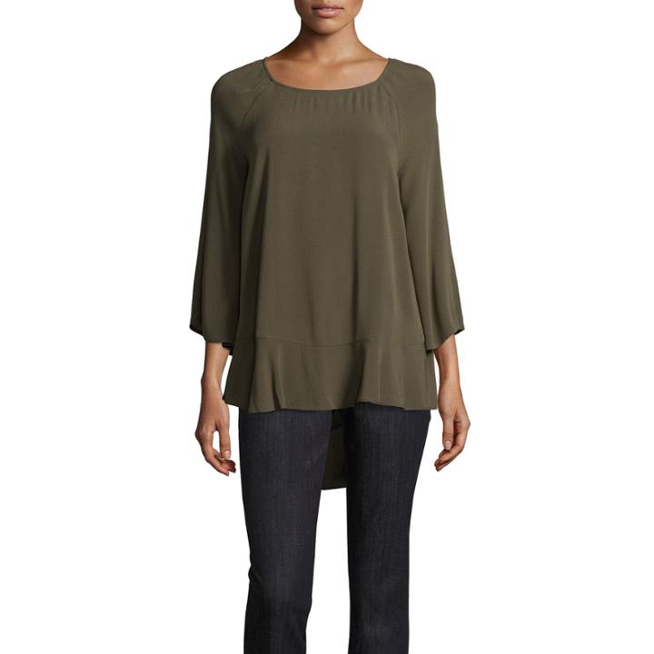 Ana Ruffle Hem Raglan Top- Talls