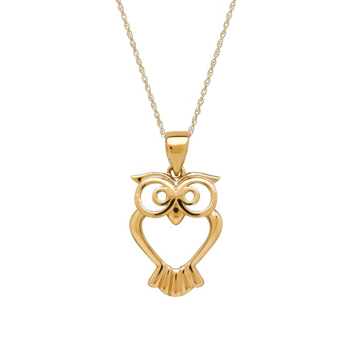 Infinite Gold&trade; 14k Yellow Gold Owl Pendant Necklace