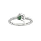 Lab-created Emerald And Diamond-accent Sterling Silver Stackable Dolphin Ring