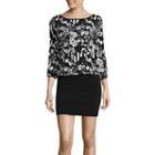 Nicole By Nicole Miller Long-sleeve Printed Cold-shoulder Blouson Dress