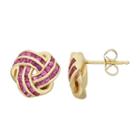 Lead Glass-filled Red Ruby 14k Gold Over Silver 11.2mm Stud Earrings