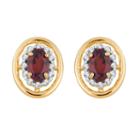 1/8 Ct. T.w. Genuine Red Garnet 10k Gold 11.4mm Oval Stud Earrings