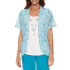 Alfred Dunner Tropical Vibe Short Sleeve Layered Top